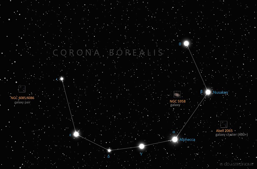 Constellation Corona Borealis the Northern Crown Star Map